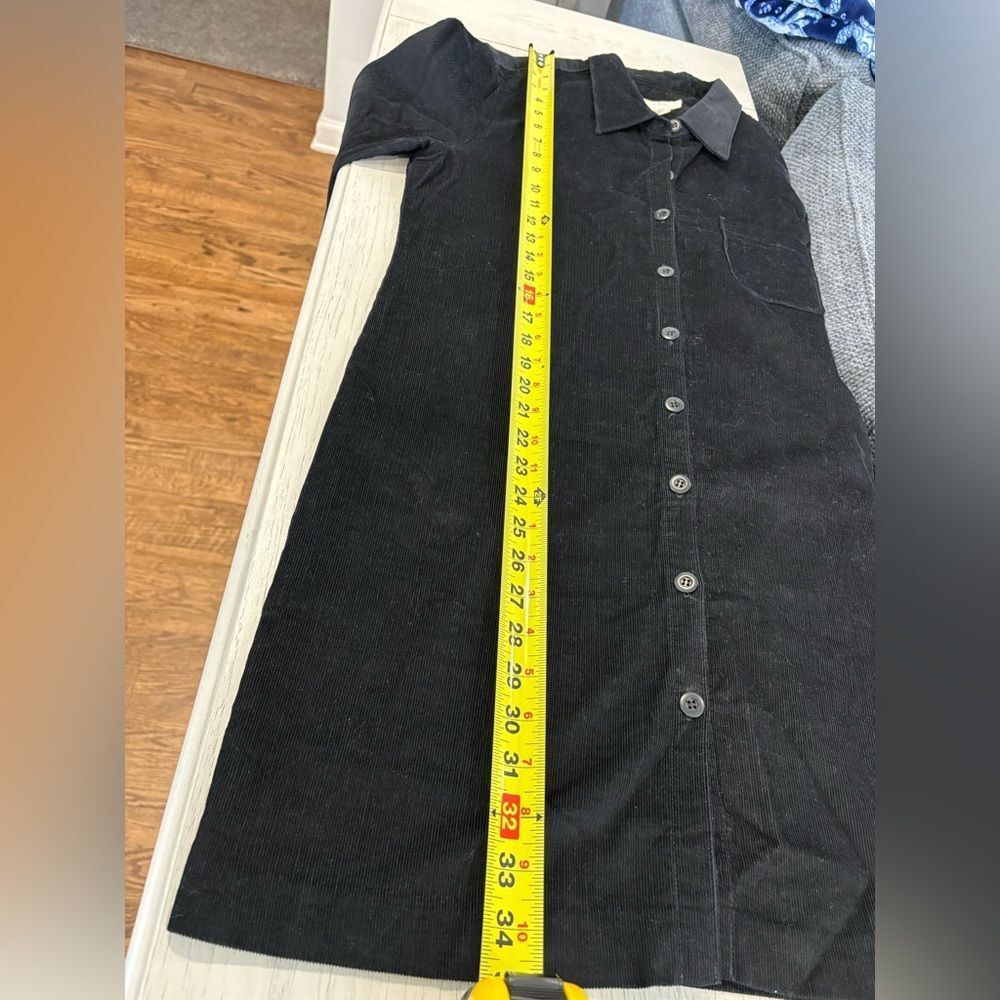 J. Crew Black Corduroy Long Sleeve Shirt Dress - Picture 11 of 12